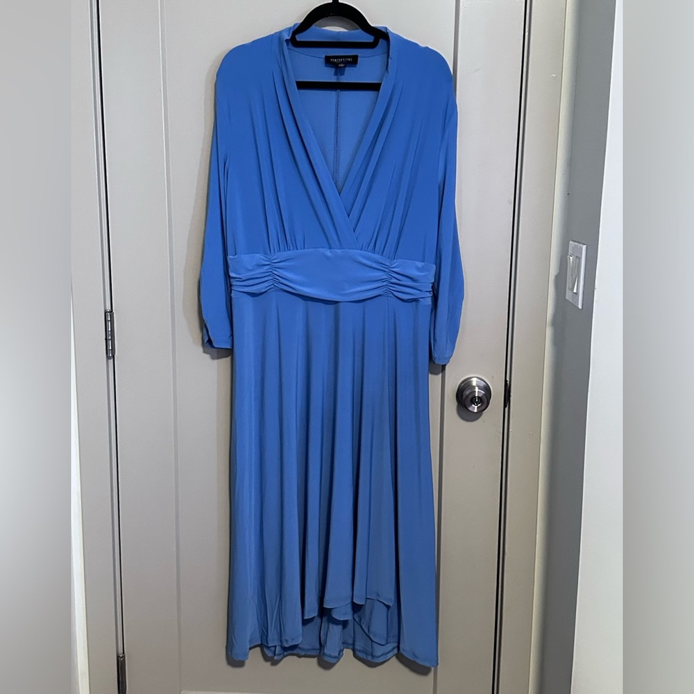 *Perceptions Women's Long Sleeve Blue Dress
